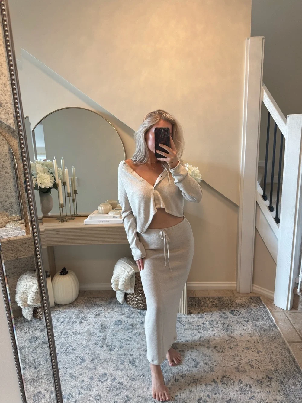 Zara knit cardigan + skirt set